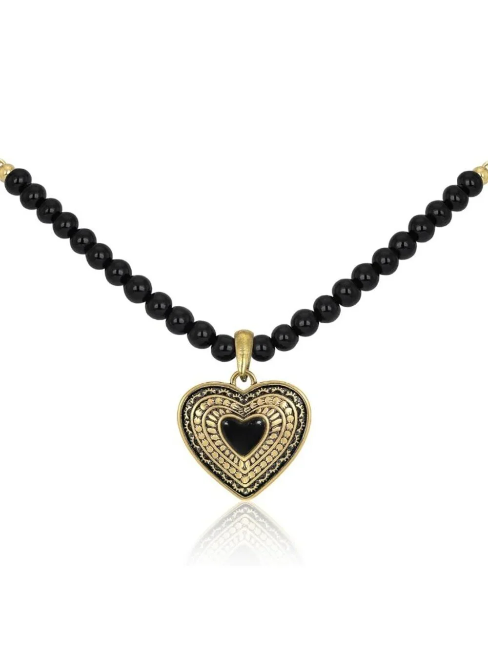 Women's Black 1 Western Gold Plated Wrangler Heart Turquoise Pendant Necklace